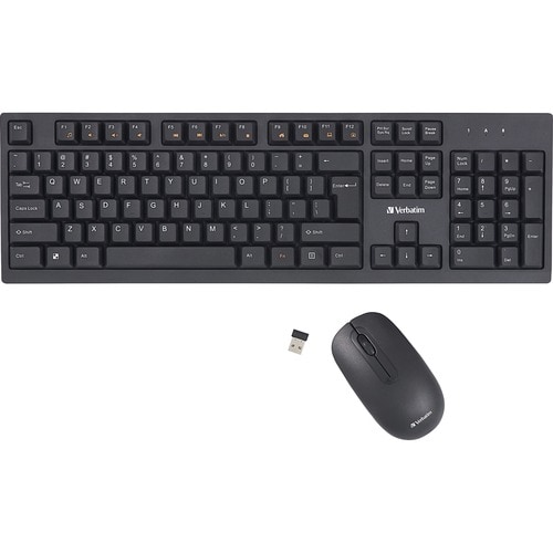 Verbatim Wireless Keyboard and Mouse - USB Type A Wireless Bluetooth 2.40 GHz Keyboard - USB Type A Wireless Mouse - Optic
