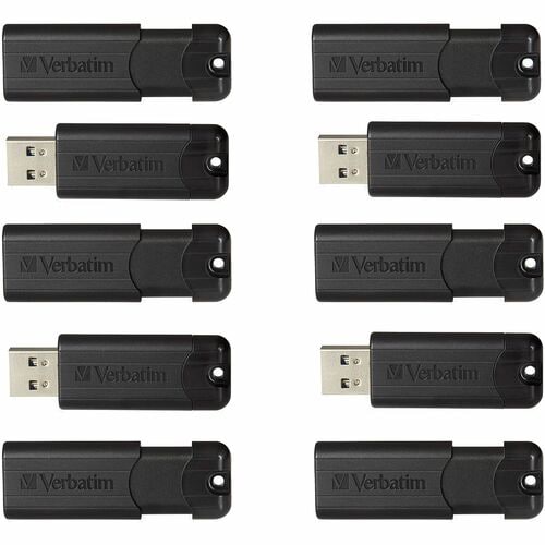 32GB PinStripe USB 3.2 Gen 1 Flash Drive - Business 10pk - Black - 32 GB - USB 3.0 - Black