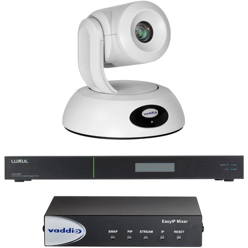 Vaddio EasyIP 20 Mixer Base Kit - Video Conferencing System - Includes Mixer, Switch, & PTZ Camera - White - White