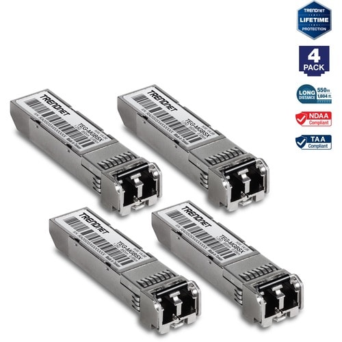 TRENDnet TEG-MGBSX/4 SFP (mini-GBIC) - 1 x LC Duplex 1000Base-X Network - 4 - TAA Compliant - For Optical Network, Data Ne
