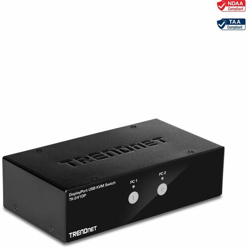 TRENDnet TK-241DP KVM Switchbox - TAA Compliant - 2 Computer(s) - 1 Local User(s) - 3840 x 2160 - 50 Hz, 60 Hz - 6 x USB -