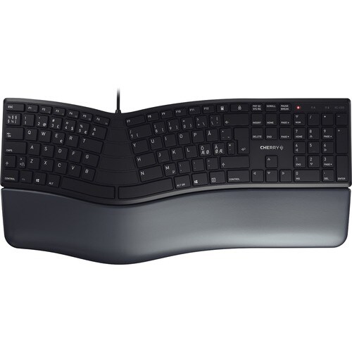 CHERRY ERGO KC 4500 Keyboard - Cable Connectivity - USB Interface - German - Black - 109 Key(s) - Computer - Windows