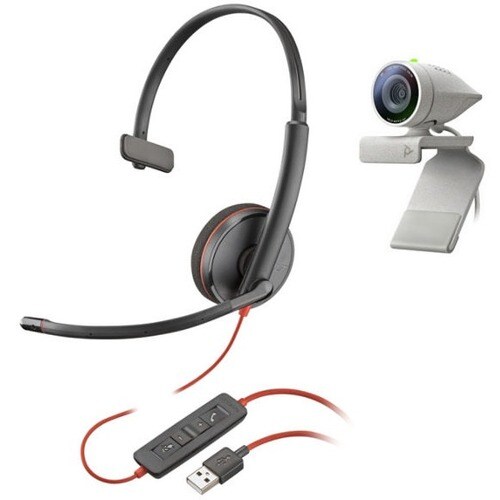 Poly Studio P5 with Blackwire 3210 Professional Webcam and Single-Ear Headset Kit