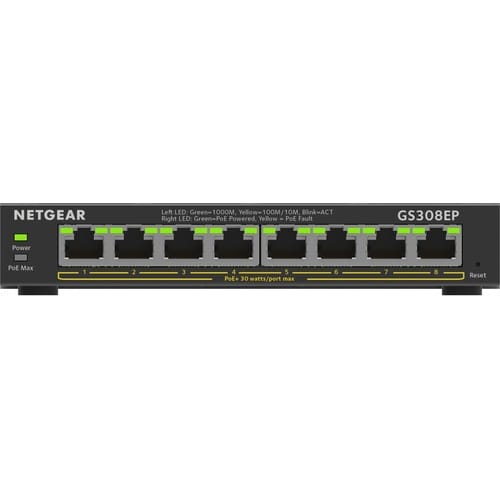 Netgear 300 GS308EP 8 Ports Manageable Ethernet Switch - Gigabit Ethernet - 10/100/1000Base-T - 3 Layer Supported - 62 W P