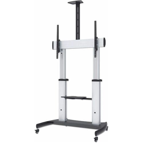 SOPORTE DE TV TIPO CARRO ALTURA AJUSTABLE PANTALLA 60' A 100' PLATEADO Y NEGRO - 100kg