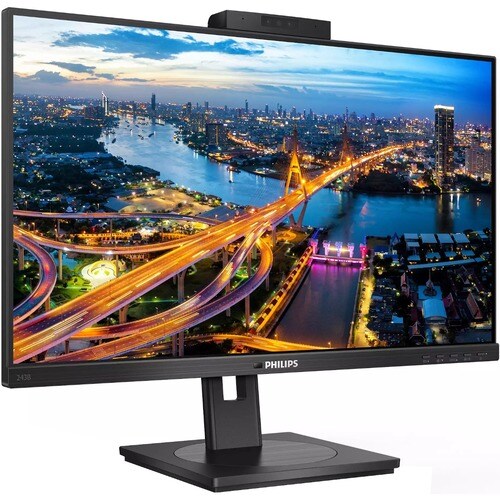 Philips 243B1JH 24" Class Webcam Full HD LCD Monitor - 16:9 - Textured Black - 60.5 cm (23.8") Viewable - In-plane Switchi