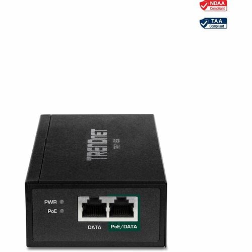 TRENDnet PoE Injector - TAA Compliant - 120 V AC, 230 V AC Input - 1 x Gigabit Ethernet Input Port(s) - 1 x Gigabit 4PPoE 