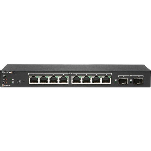 SonicWall SWS12-8POE 8 Ports Manageable Ethernet Switch - Gigabit Ethernet - 1000Base-T, 1000Base-X - 2 Layer Supported - 