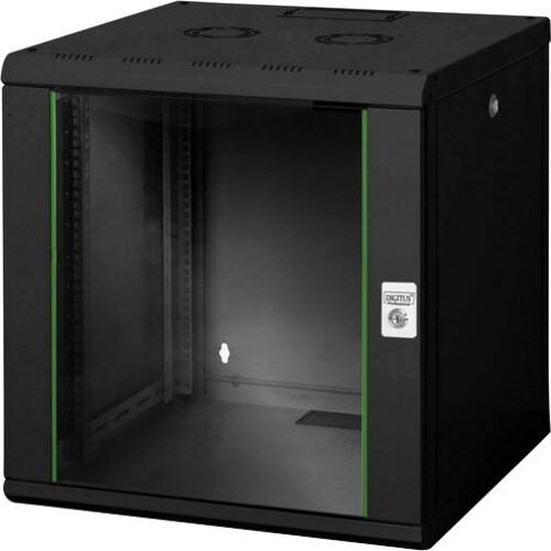 Digitus Unique 12U Wall Mountable Enclosed Cabinet Rack Cabinet for Patch Panel, LAN Switch - 482.60 mm Rack Width - Jet B