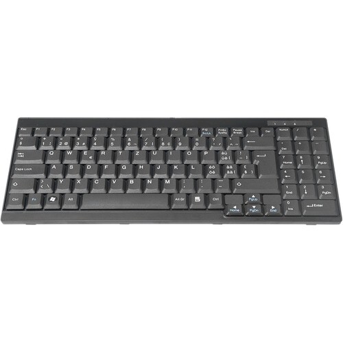 Digitus Keyboard - Cable Connectivity - Swiss - QWERTZ Layout - Black - Rackmount LCD