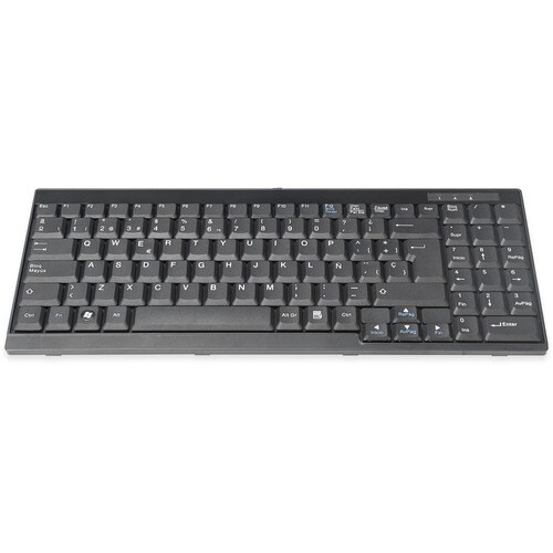 Digitus Keyboard - Cable Connectivity - USB Interface - Spanish - QWERTY Layout - Black - Windows Key Hot Key(s) - Rackmou