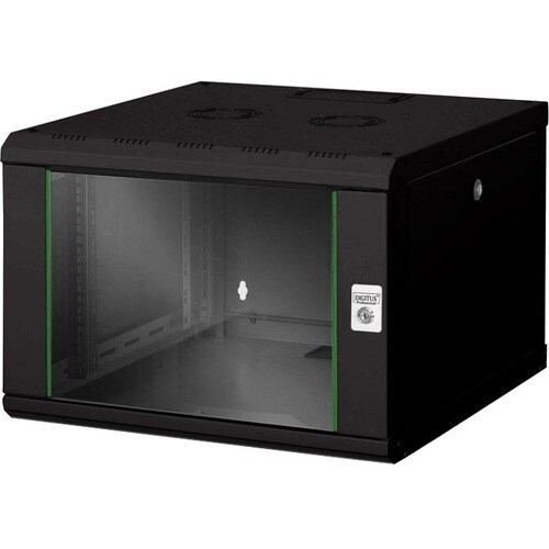 Digitus Unique 7U Wall Mountable Enclosed Cabinet Rack Cabinet for Patch Panel, LAN Switch - 482.60 mm Rack Width - Jet Bl