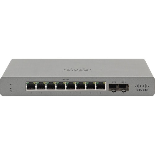 Meraki GS110-8 8 Ports Manageable Ethernet Switch - 2 Layer Supported - Modular - 2 SFP Slots - Twisted Pair, Optical Fibe