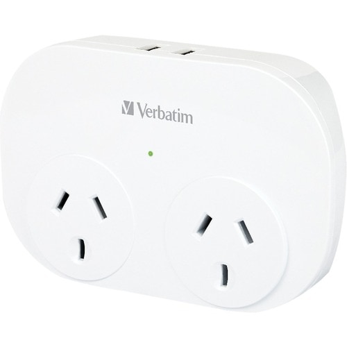 Verbatim Power Plug - 2 x AC Power, 2 x USB Plug - 240 V AC / 10 A - White