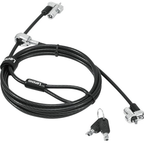 Lenovo NanoSaver Cable Lock For Notebook, Tablet, Desktop Computer, Monitor - 2 m Cable - Master Keyed Lock - Black - Carb