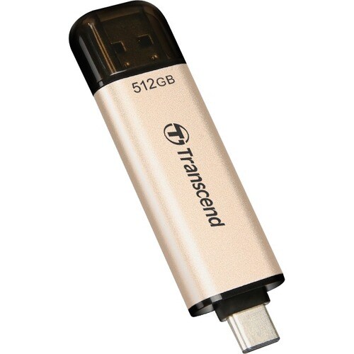 Transcend JetFlash 930C 512 GB USB 3.2 (Gen 1) Type A, USB 3.2 (Gen 1) Type C Flash Drive - Gold - 420 MB/s Read Speed - 4