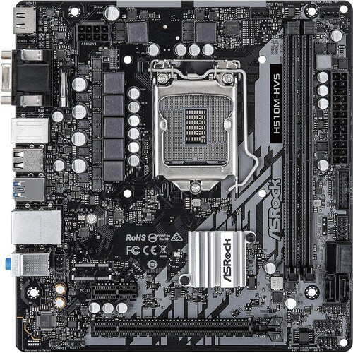 ASRock H510M-HVS Desktop Motherboard - Intel H510 Chipset - Socket LGA-1200 - Micro ATX - Pentium Gold, Celeron, Core i5, 