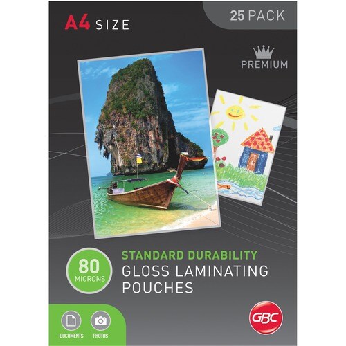 GBC Laminating Pouch A4 80 Micron PK25 - Sheet Size Supported: A4 210 mm Width x 297 mm Length - Laminating Pouch/Sheet Si