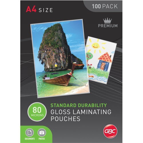GBC Laminating Pouch A4 80 Micron PK100 - Sheet Size Supported: A4 210 mm Width x 297 mm Length - Laminating Pouch/Sheet S