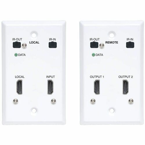 Eaton Tripp Lite Series HDMI over Cat6 Extender Kit, Wallplate, 4K 60Hz, HDR, Dual Output, IR, PoC, 230 ft., TAA - 1 Input
