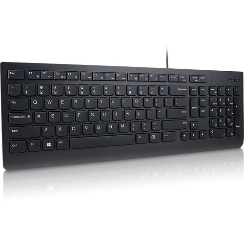 Lenovo Essential Wired Keyboard (Black) - US English 103P - Cable Connectivity - USB Type A Interface - Function Hot Key(s