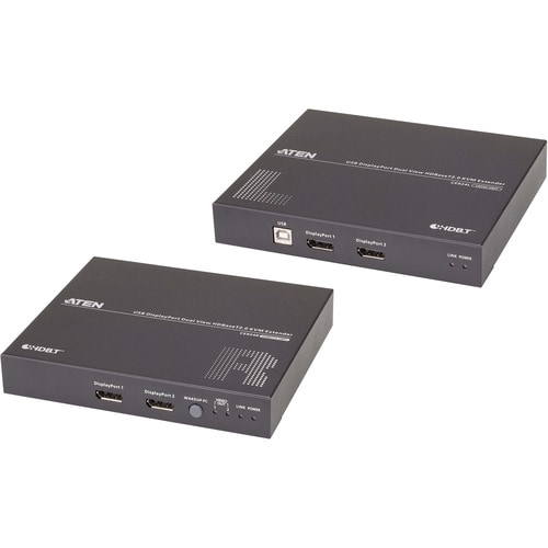 ATEN USB DisplayPort Dual View HDBaseT 2.0 KVM Extender (4K@100m for Single View) - 2 Computer(s) - 2 Local User(s) - 328.