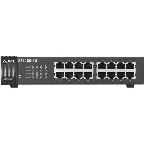 ZYXEL GS1100-16 16 Anschlüsse Ethernet-Switch - Gigabit-Ethernet - 100/1000Base-T - 2 Unterstützte Netzwerkschicht - 10 W 