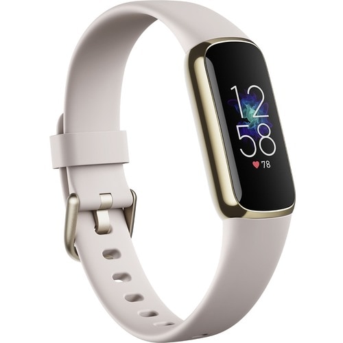 Fitbit Luxe Smart Band - Rectangular Case Shape - Lunar White, Soft Gold Stainless Steel Body Color - Stainless Steel Case