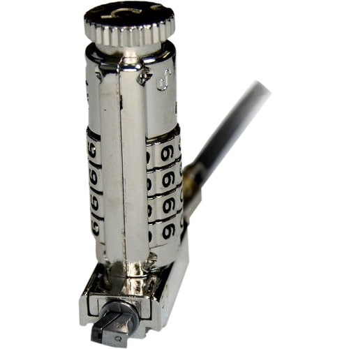 Noble Cable Lock For Notebook - TAA Compliant - 1.80 m Cable - Resettable - 4-digit - Combination Lock - Silver - PVC Coat