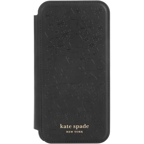 Kate Spade Carrying Case (Folio) Apple iPhone 12 Pro Max Smartphone - Black Crumbs, Clover Hearts - Kate Spade New York's 