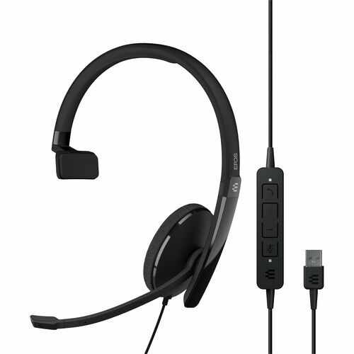 EPOS ADAPT 130 Wired On-ear Mono Headset - Black - Monaural - Ear-cup - 178.5 cm Cable - Noise Cancelling Microphone - USB