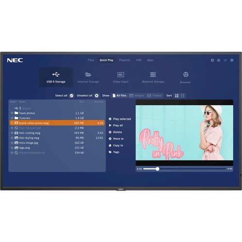 NEC Display MultiSync M431-MPi4 109.2 cm (43") LCD Digital Signage Display/Appliance - 24 Hours/7 Days Operation - Energy 