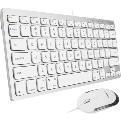 Macally Compact Aluminum USB Keyboard And Quiet Click Mouse - USB Cable Keyboard - USB Cable Mouse - 2400 dpi - Scroll Whe