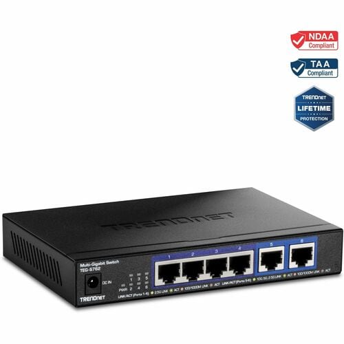 TRENDnet TEG-S762 6 Anschlüsse Ethernet-Switch - 2.5 Gigabit Ethernet, 10 Gigabit Ethernet - 2.5GBase-T, 10GBase-T - TAA-k