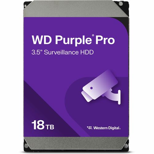 WD Purple Pro WD181PURP 18 TB Hard Drive - 3.5" Internal - SATA (SATA/600) - Conventional Magnetic Recording (CMR) Method 