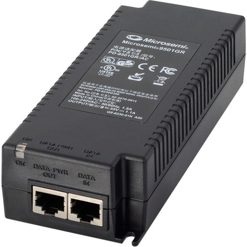 Microchip PD-9501GC PoE Injector with power cord - 120 V AC, 230 V AC Input - 1 x Ethernet Input Port(s) - 1 x RJ-45 Outpu