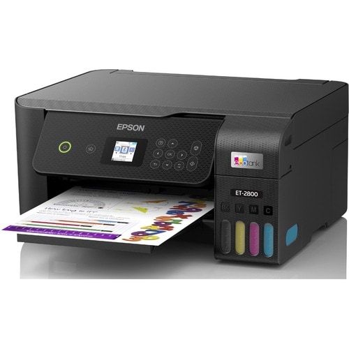 Epson EcoTank ET-2800 Wireless Inkjet Multifunction Printer-Color-Black-Copier/Scanner-5760x1440 Print-120 sheets Input-Co