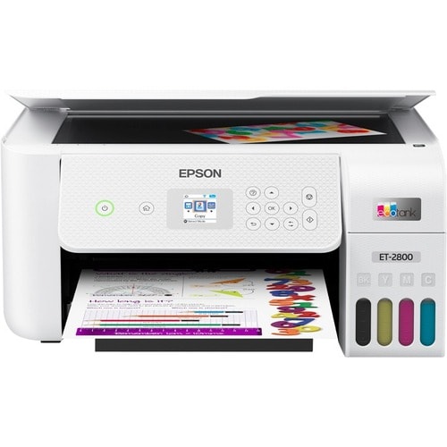 Epson EcoTank ET-2800 Inkjet Multifunction Printer-Color-Copier/Scanner-5760x1440 Print-120 sheets Input-Color Scanner-120