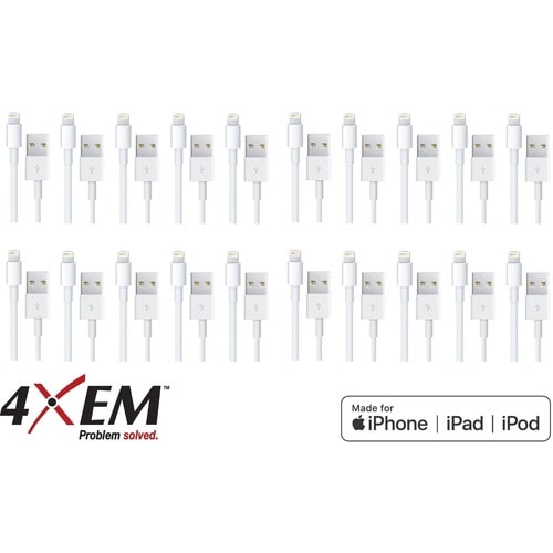 4XEM 20 Pack 3ft 1m Lightning Cable Compatible with Apple iPhone/iPad/iPod - MFi Certified - 3.28 ft MFi Certified Lightni