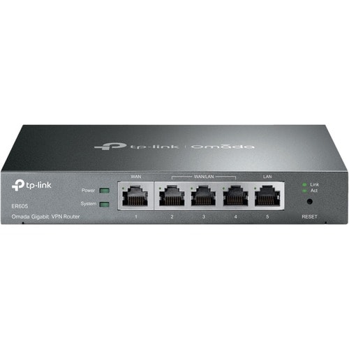 Omada ER605 Ethernet Wireless Router - 4 x Network Port - 1 x Broadband Port - Gigabit Ethernet - VPN Supported - Desktop