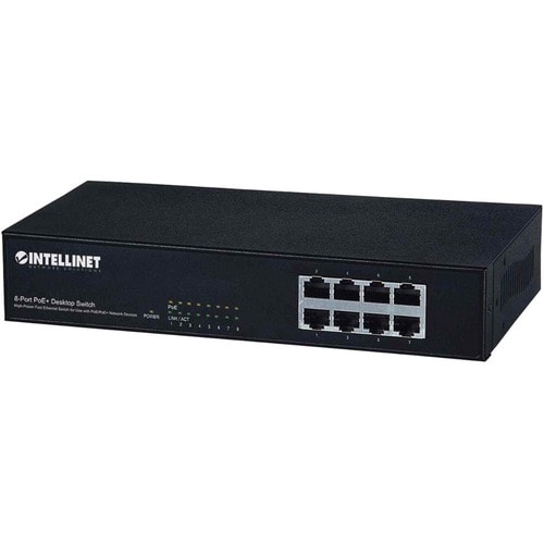 8-Port Fast Ethernet PoE+ Switch, 8 x PoE ports, IEEE 802.3at/af Power-over-Ethernet (PoE+/PoE), Endspan, Desktop (UK powe