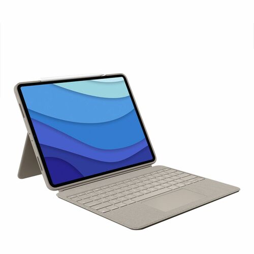 Logitech Combo Touch Keyboard/Cover Case (Folio) for 12.9" Apple, Logitech iPad Pro (5th Generation) Tablet - Sand - Scrap