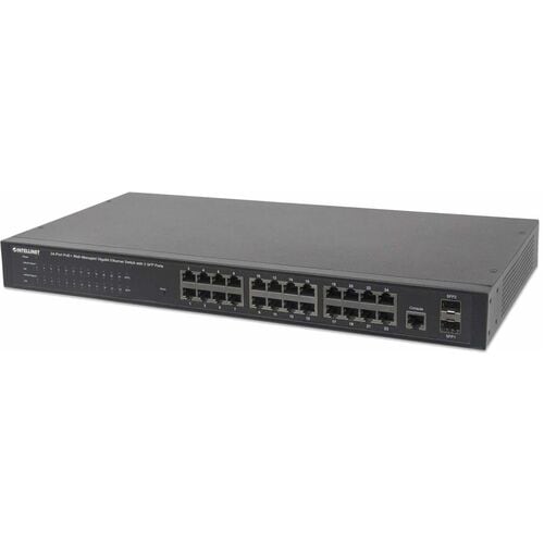 Switch Administrable por Web Gigabit Ethernet de 24 puertos PoE+ y 2 puertos SFP - Intellinet