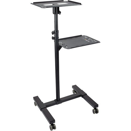 StarTech.com Mobile Projector and Laptop Stand/Cart, Heavy Duty Portable Projector Stand/Presentation Cart (22lb/shelf), H