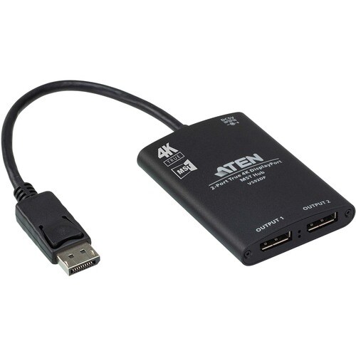ATEN VS92DP Signal Splitter - Metal, Aluminium - 3840 × 2160 - DisplayPort - USB