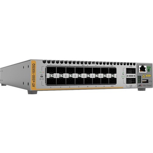 Allied Telesis x550 x550-18XSQ Layer 3 Switch - 10 Gigabit Ethernet, 40 Gigabit Ethernet - 10GBase-X, 40GBase-X - Modular 