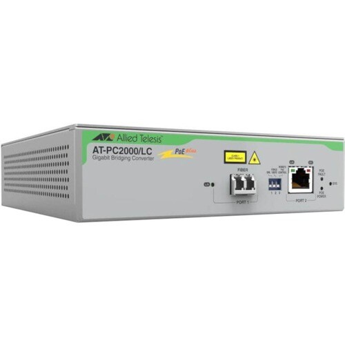Convertitore file multimediali/ricetrasmettitore Allied Telesis PC2000/LC - TAA Conforme - 2 Porta(e)Rete (RJ-45) - 1 x Po