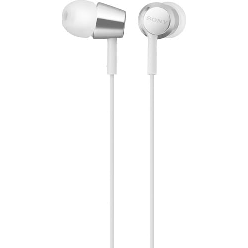 Sony MDR-EX155AP Wired Earbud Stereo Earset - White - Binaural - In-ear - 16 Ohm - 5 Hz to 24 kHz - 120 cm Cable - Mini-ph