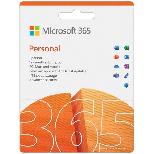 Microsoft 365 Personal - Box Pack - 1 Person - 1 Year - Medialess - English - Handheld, Intel-based Mac, PC