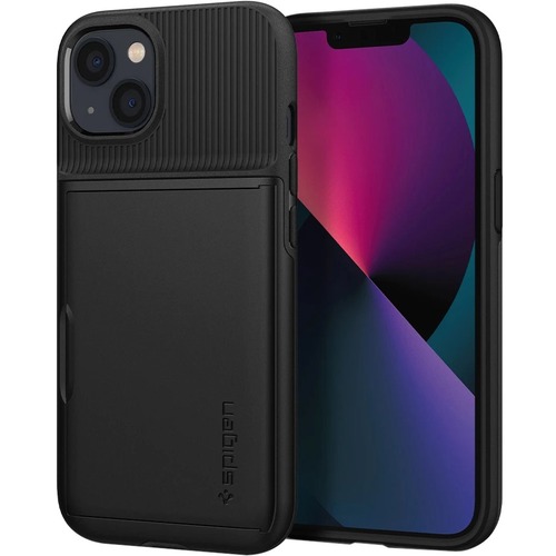 Spigen Slim Armor CS Rugged Case for Apple iPhone 13 Smartphone - Black - Drop Resistant - Polycarbonate (PC), Thermoplast